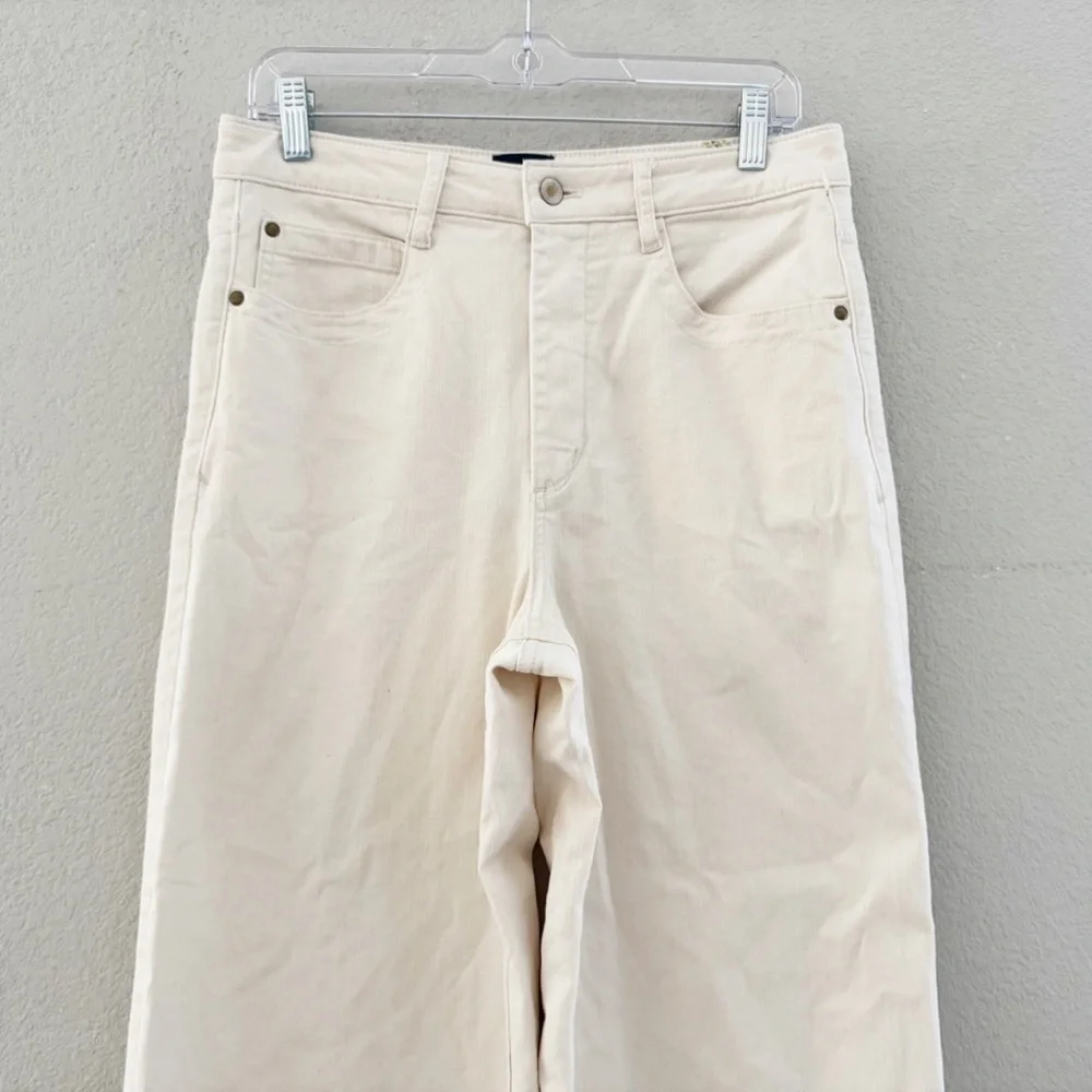 Maeve Jada Wide Leg Jeans Anthropologie 30 Cream Denim Casual Minimalist Classic - Picture 7 of 13